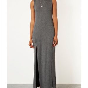 TOPSHOP Slit Charcoal Grey Maxi Dress